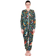 Birds Pattern Flowers Whimsical Onepiece Jumpsuit (ladies)