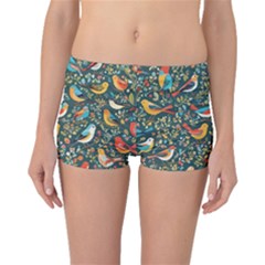 Birds Pattern Flowers Whimsical Boyleg Bikini Bottoms by Salmanaz77