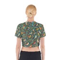 Birds Pattern Flowers Whimsical Cotton Crop Top View2