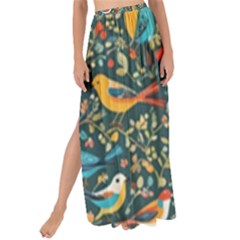 Birds Pattern Flowers Whimsical Maxi Chiffon Tie-up Sarong by Salmanaz77