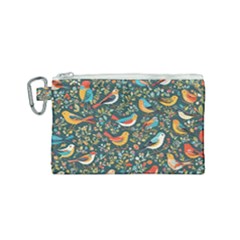 Birds Pattern Flowers Whimsical Canvas Cosmetic Bag (small) by Salmanaz77