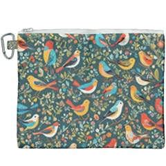 Birds Pattern Flowers Whimsical Canvas Cosmetic Bag (xxxl) by Salmanaz77