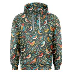 Birds Pattern Flowers Whimsical Men s Overhead Hoodie