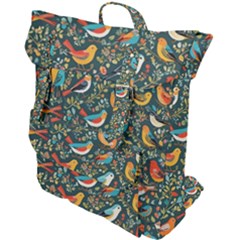 Birds Pattern Flowers Whimsical Buckle Up Backpack by Salmanaz77