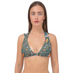 Birds Pattern Flowers Whimsical Double Strap Halter Bikini Top by Salmanaz77