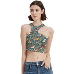 Birds Pattern Flowers Whimsical Cut Out Top by Salmanaz77