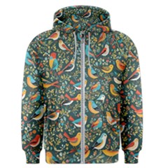 Birds Pattern Flowers Whimsical Men s Zipper Hoodie