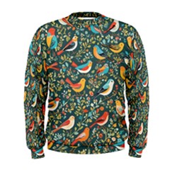 Birds Pattern Flowers Whimsical Men s Sweatshirt