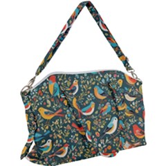 Birds Pattern Flowers Whimsical Canvas Crossbody Bag by Salmanaz77