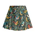 Birds Pattern Flowers Whimsical Mini Flare Skirt View1