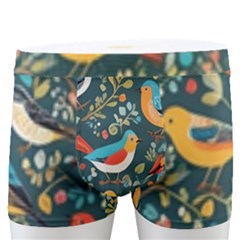 Birds Pattern Flowers Whimsical Men s Boxer Briefs