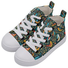 Birds Pattern Flowers Whimsical Kids  Mid-top Canvas Sneakers by Salmanaz77