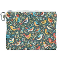 Birds Pattern Flowers Whimsical Canvas Cosmetic Bag (xxl) by Salmanaz77