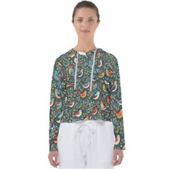 Birds Pattern Flowers Whimsical Women s Slouchy Sweat