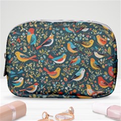 Birds Pattern Flowers Whimsical Make Up Pouch (small) by Salmanaz77