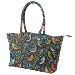 Birds Pattern Flowers Whimsical Canvas Shoulder Bag by Salmanaz77