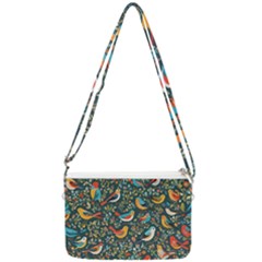 Birds Pattern Flowers Whimsical Double Gusset Crossbody Bag by Salmanaz77