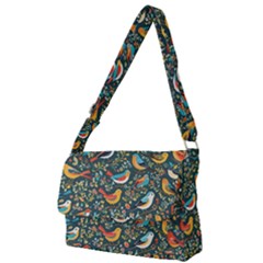 Birds Pattern Flowers Whimsical Full Print Messenger Bag (l) by Salmanaz77