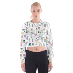 Pattern Seamless Texture Sewing Cropped Sweatshirt