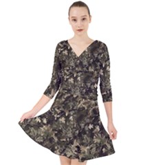 Camouflage Army Survival Uniform Quarter Sleeve Front Wrap Dress