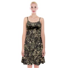 Camouflage Army Survival Uniform Spaghetti Strap Velvet Dress