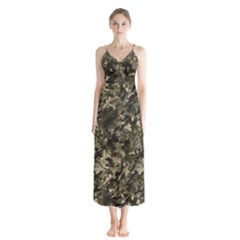 Camouflage Army Survival Uniform Button Up Chiffon Maxi Dress by Posterlux