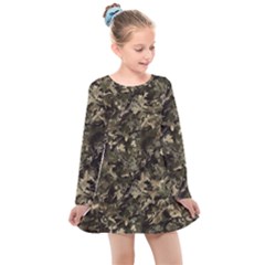 Camouflage Army Survival Uniform Kids  Long Sleeve Dress