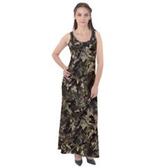 Camouflage Army Survival Uniform Sleeveless Velour Maxi Dress