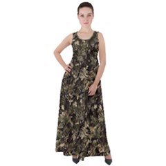 Camouflage Army Survival Uniform Empire Waist Velour Maxi Dress