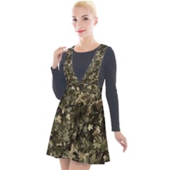 Camouflage Army Survival Uniform Plunge Pinafore Velour Dress by Posterlux