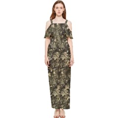 Camouflage Army Survival Uniform Draped Sleeveless Chiffon Jumpsuit