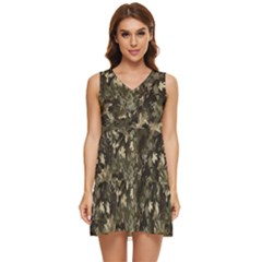 Camouflage Army Survival Uniform Tiered Sleeveless Mini Dress by Posterlux