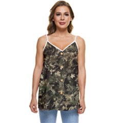 Camouflage Army Survival Uniform Casual Spaghetti Strap Chiffon Top by Posterlux