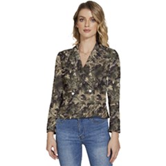 Camouflage Army Survival Uniform Women s Long Sleeve Revers Collar Cropped Jacket