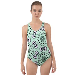 Texture Dots Pattern Cut-out Back One Piece Swimsuit by anzea