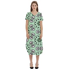 Texture Dots Pattern T-shirt Midi Dress With Pockets