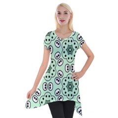 Texture Dots Pattern Short Sleeve Side Drop Tunic