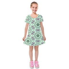 Texture Dots Pattern Kids  Short Sleeve Velvet Dress