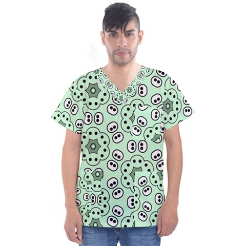 Texture Dots Pattern Men s V-neck Scrub Top by anzea