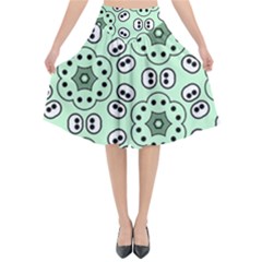 Texture Dots Pattern Flared Midi Skirt