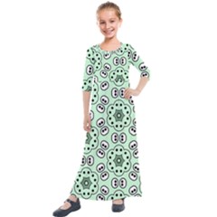 Texture Dots Pattern Kids  Quarter Sleeve Maxi Dress