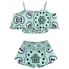 Texture Dots Pattern Kids  Off Shoulder Skirt Bikini