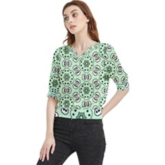 Texture Dots Pattern Quarter Sleeve Blouse