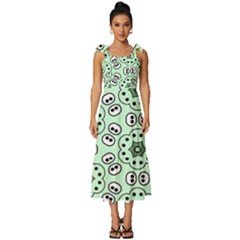 Texture Dots Pattern Tie-strap Tiered Midi Chiffon Dress by anzea