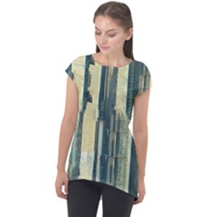 Texture Abstract Buildings Cap Sleeve High Low Top