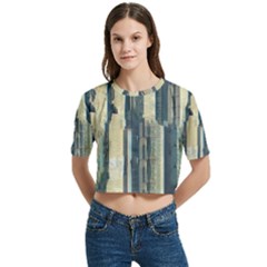 Texture Abstract Buildings Women s Round Neck Short Sleeve Crop Top by anzea