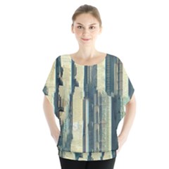 Texture Abstract Buildings Batwing Chiffon Blouse