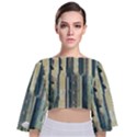 Texture Abstract Buildings Tie Back Butterfly Sleeve Chiffon Top View1