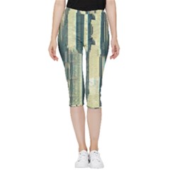 Texture Abstract Buildings Inside Out Lightweight Velour Capri Leggings 