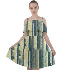 Texture Abstract Buildings Cut Out Shoulders Dress